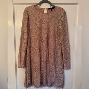 BCBGMaxAzria Blush Lace Long Sleeve Dress